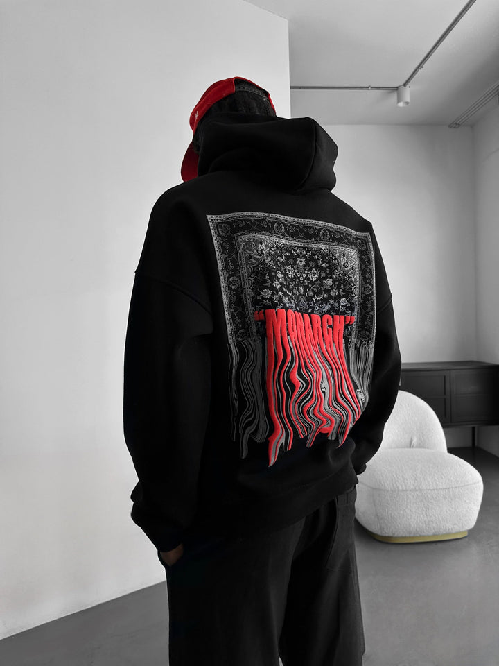 Oversize Monarch Hoodie - Czarny i Czerwony