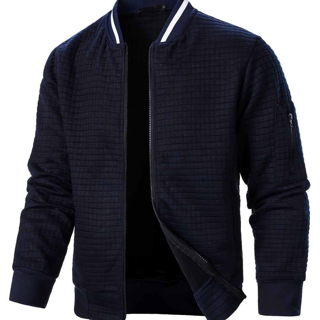 Fakturowany Zip-Up Bomber kurtka