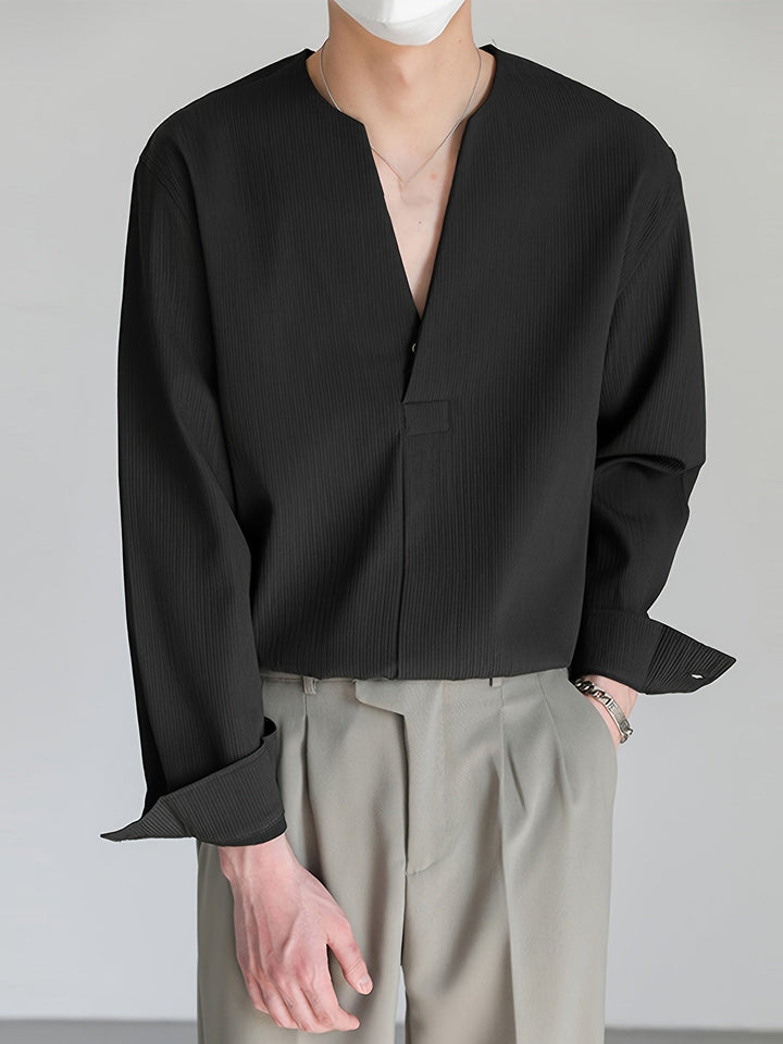 Collarless dekolt V koszula