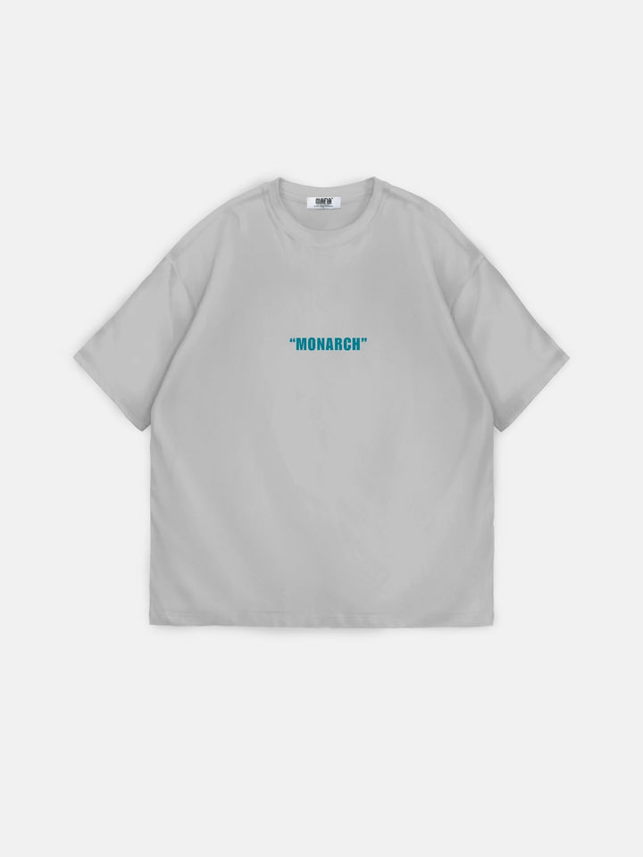 T-Shirt Oversize Monarch - Szary i Niebieski