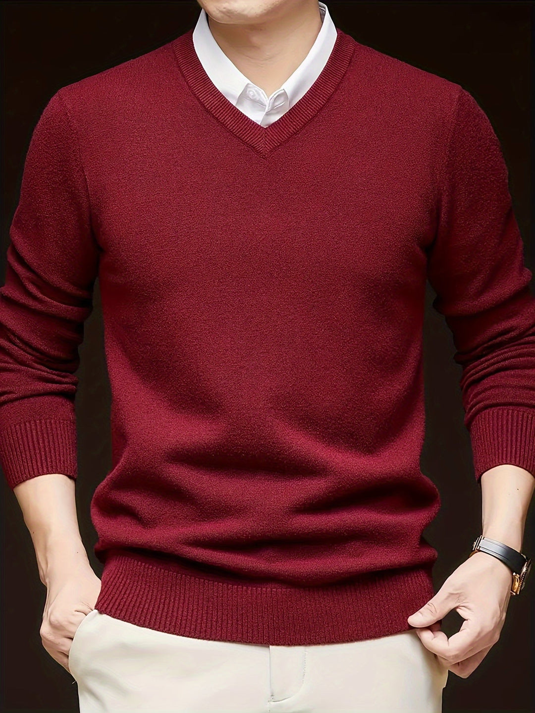 Elegancki sweter z dekoltem V