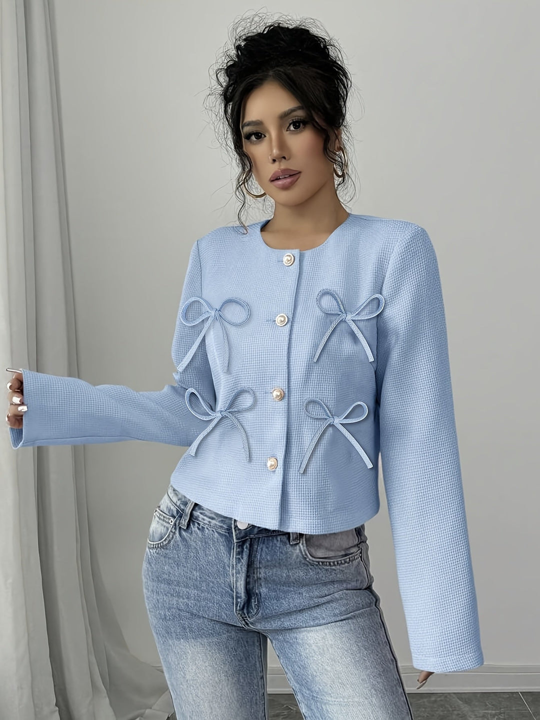 Bow-Detail Cropped kurtka