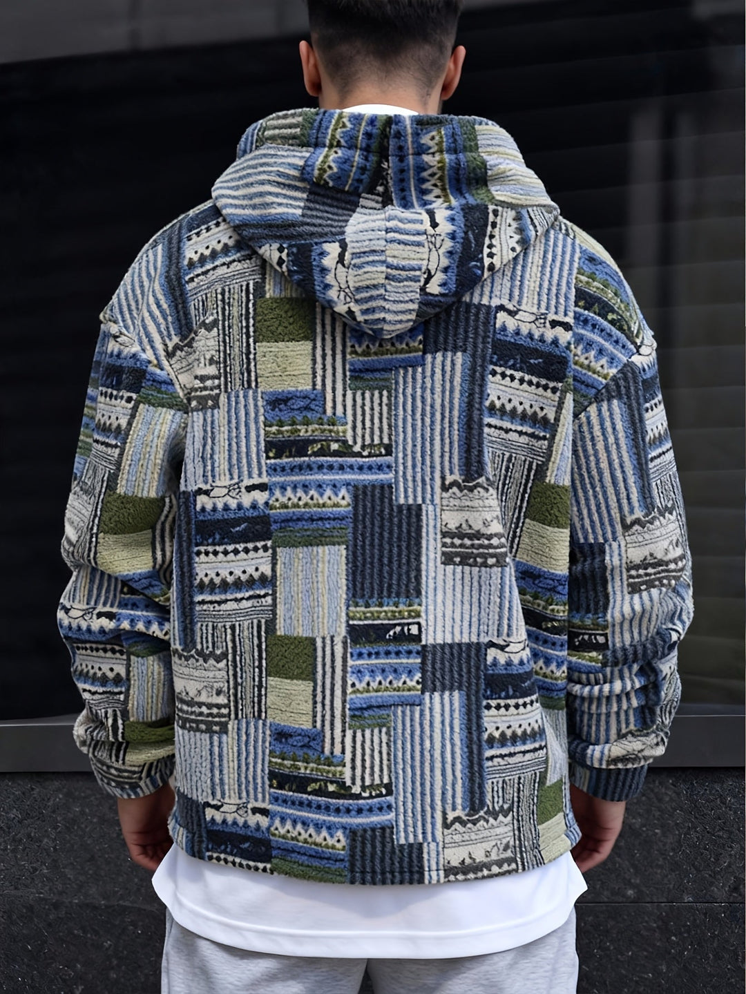 Wzorzysty zamek 1/4 sweter