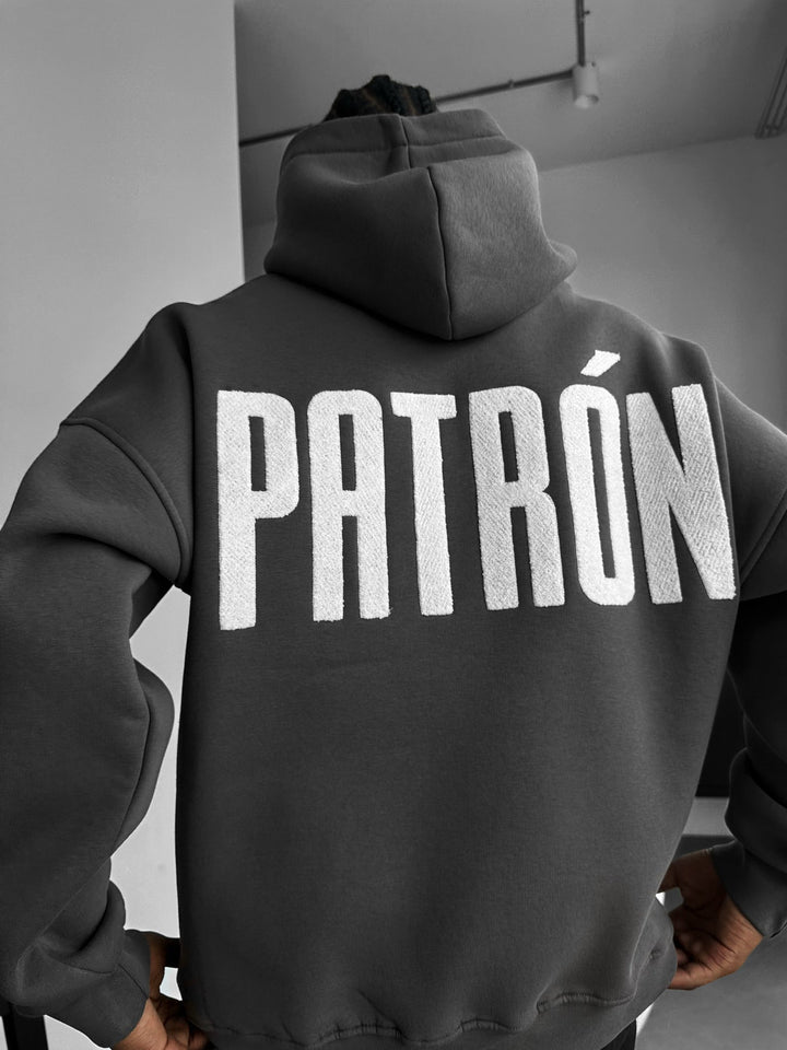 Oversize Szczegółowy Hoodie Patron - Antracyt