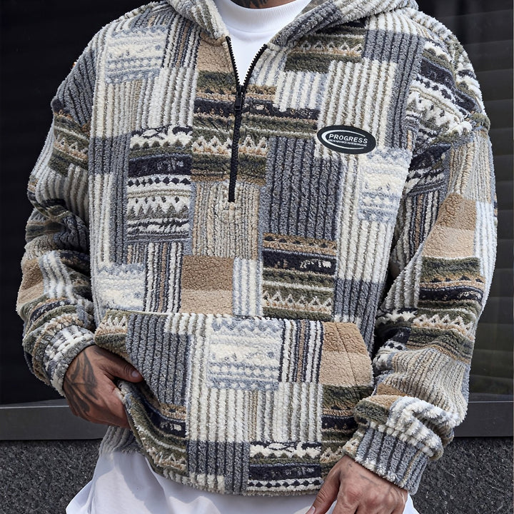 Wzorzysty zamek 1/4 sweter