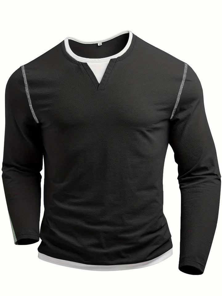 Elegancki Notch-Neck koszula henley