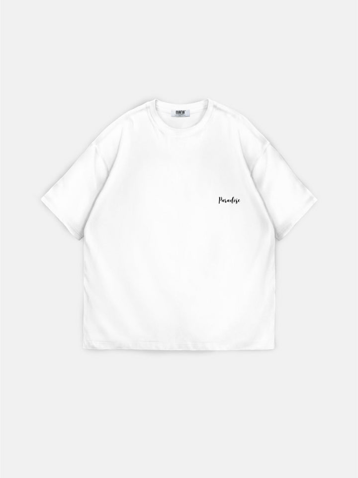 Oversize T-shirt Raj dla Papug - Biały i Niebieski