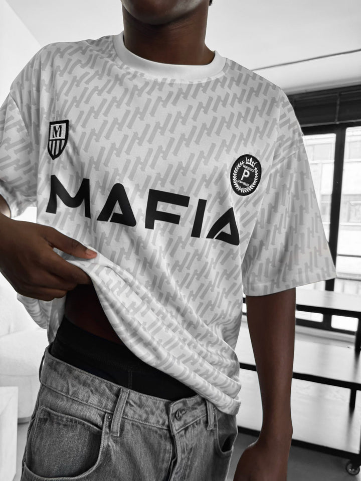 Oversize Mafia Trikot T-Shirt - Biały