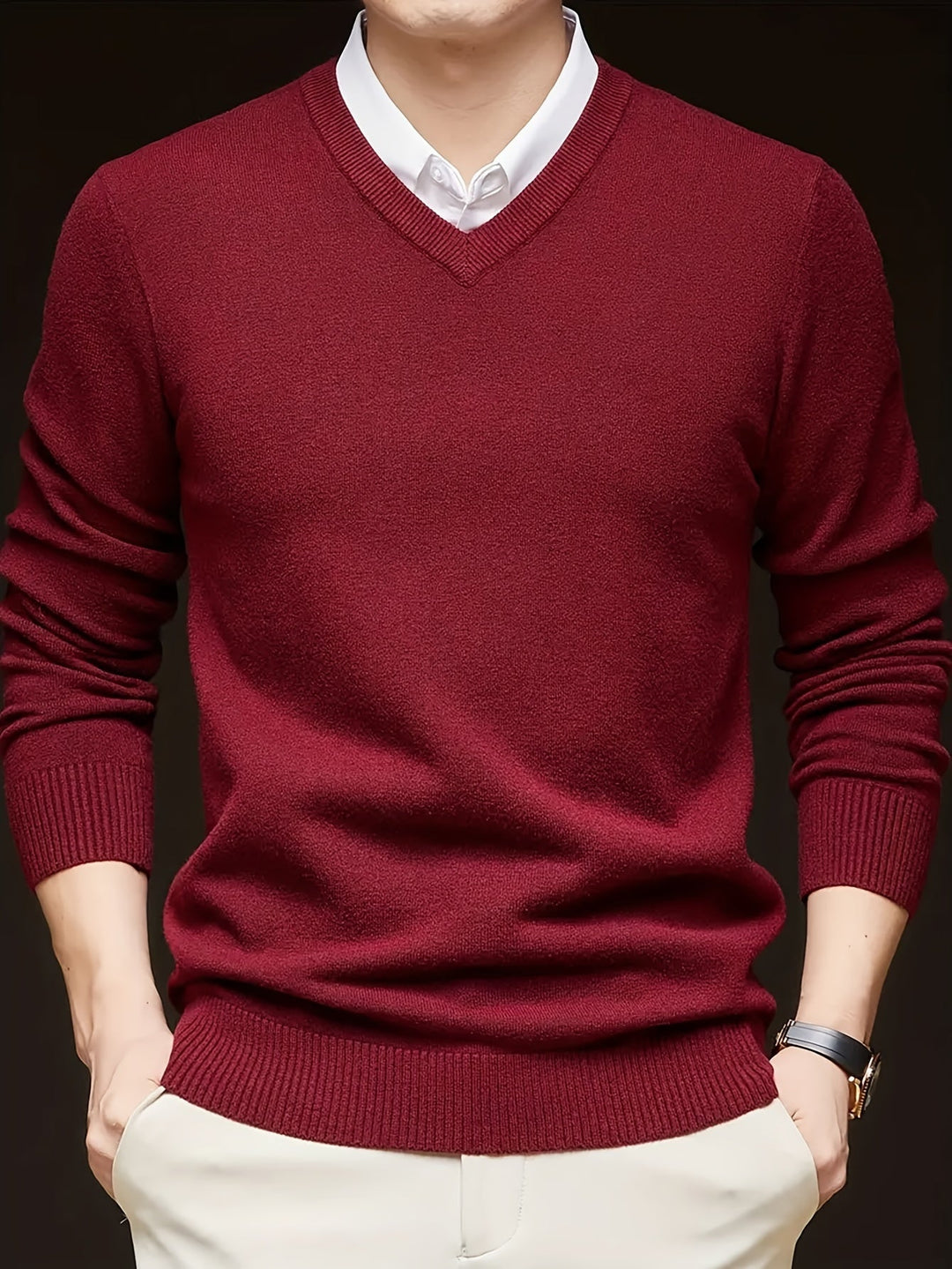 Elegancki sweter z dekoltem V