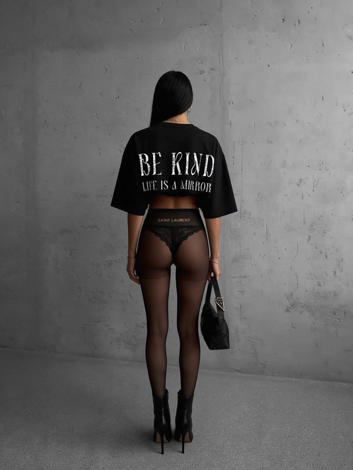 T-shirt Oversize Be Kind - Czarny