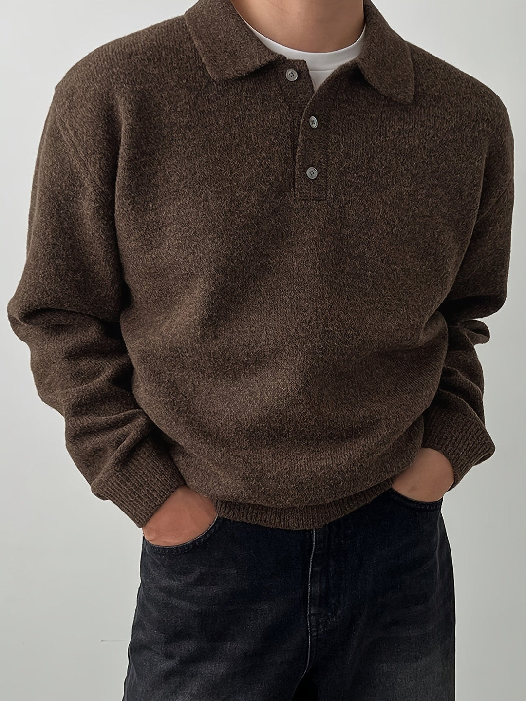 Elegancki polo kołnierz sweter