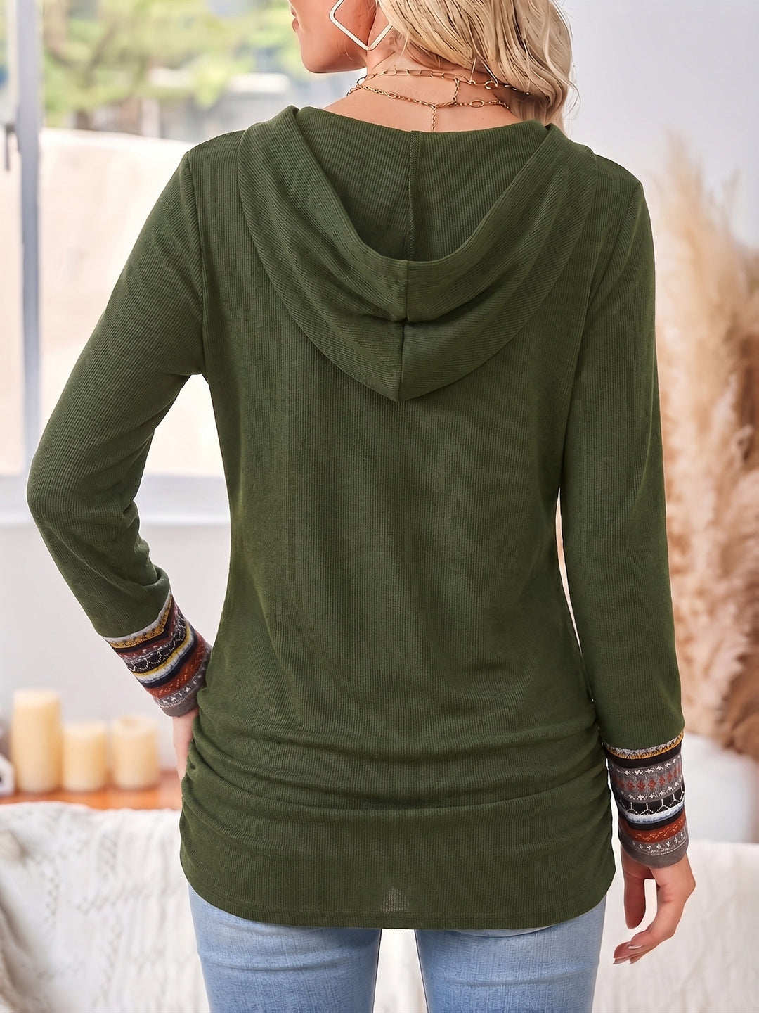 Wzorzysty Patchwork bluza z kapturem