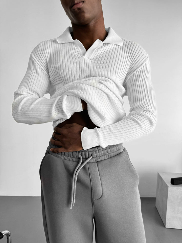 Sweter polo slim fit - Ecru