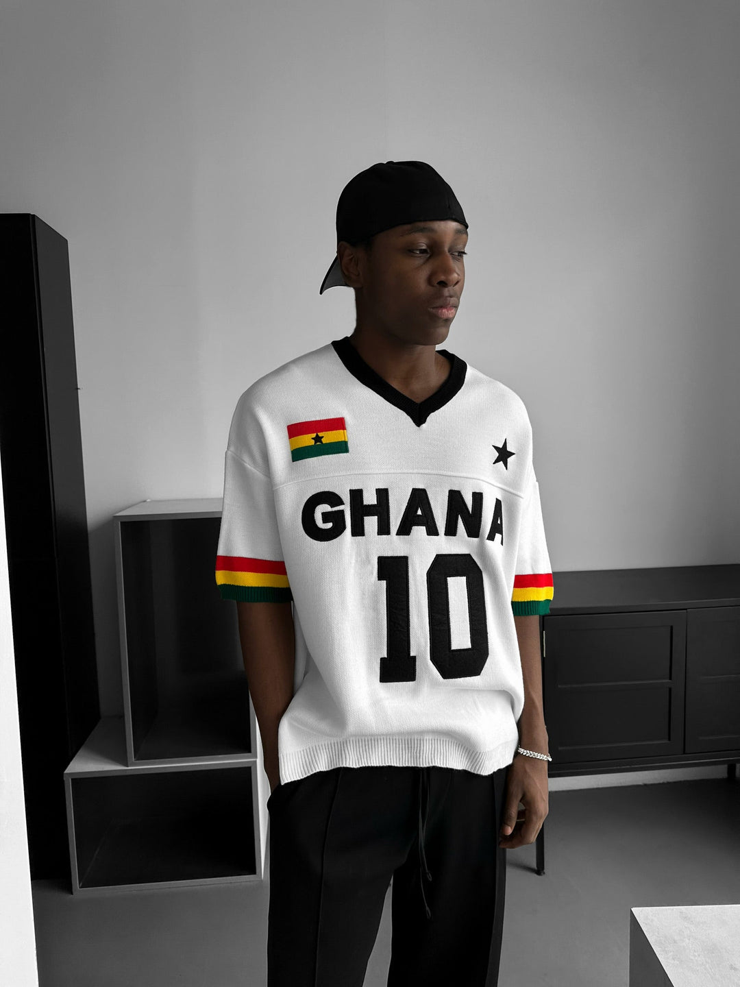 Oversize Ghana Knit T-shirt - Biały
