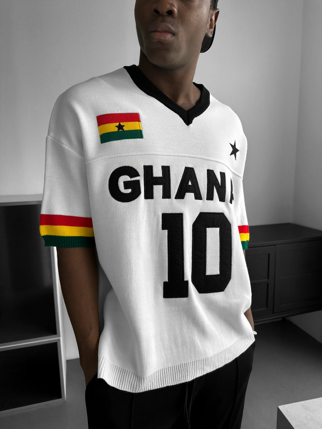 Oversize Ghana Knit T-shirt - Biały