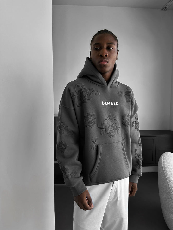 Oversize Damask Hoodie - Antracyt