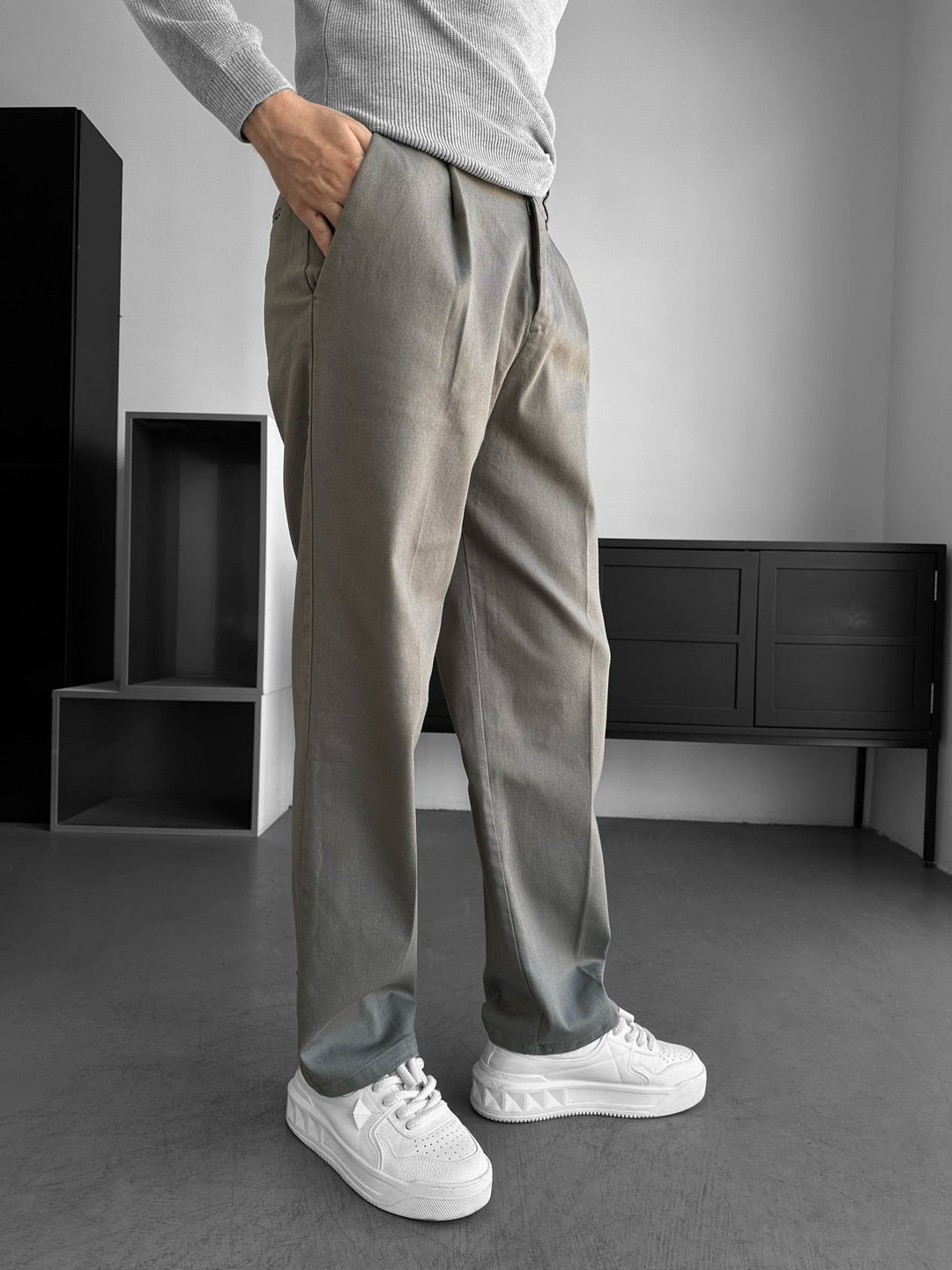 Luźne Spodnie Casual - Khaki