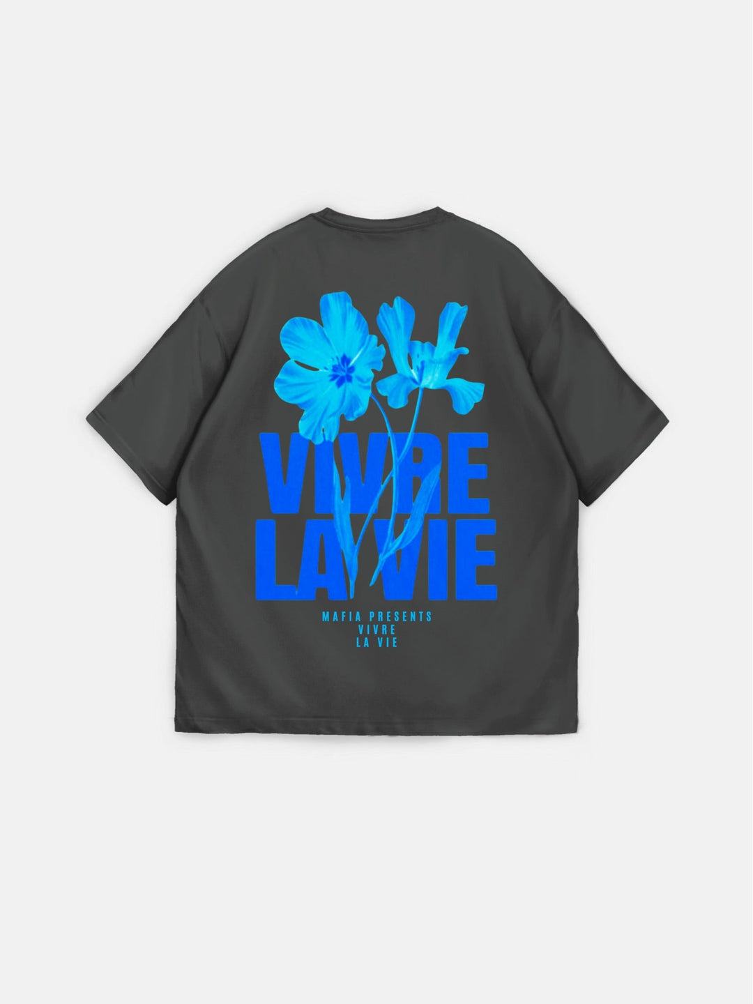 Oversize T-shirt Vivre la Vie - Antracyt