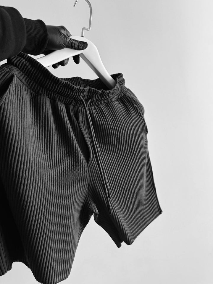 Luźne Szorty Ribbed - Antracyt