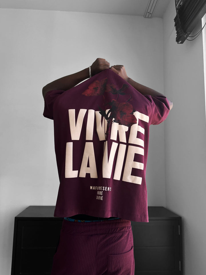 T-shirt Oversize Vivre la Vie - Bordeaux