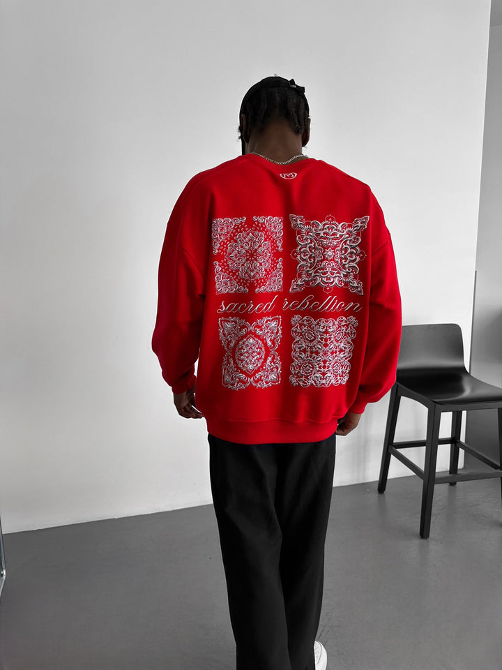 Oversize Sacred Rebellion Sweter - Czerwony