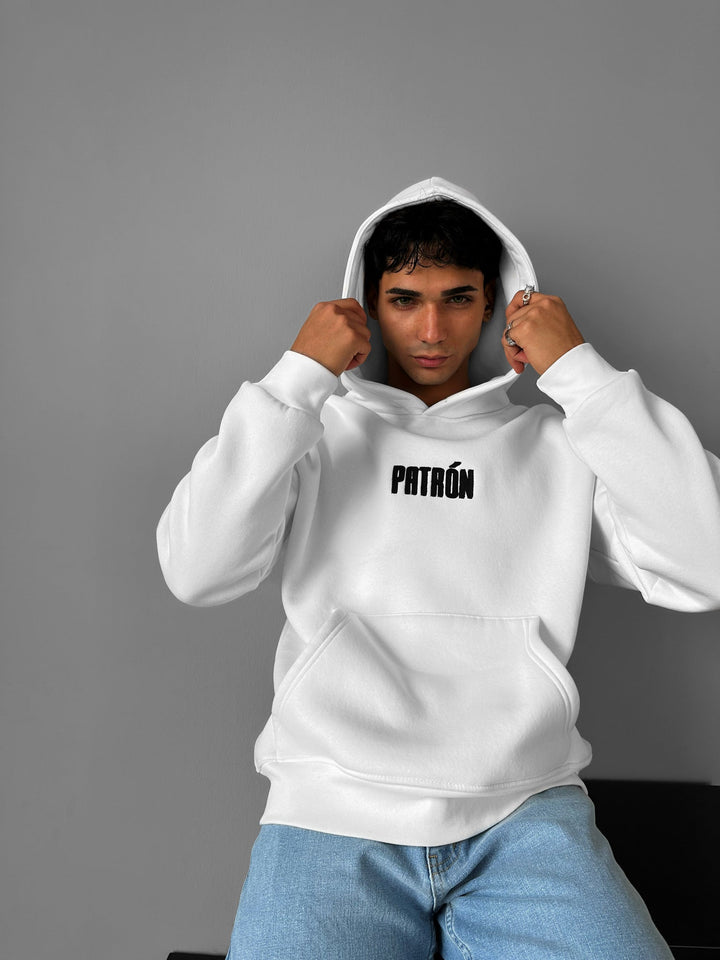 Oversize Szczegółowy Hoodie Patron - Ecru