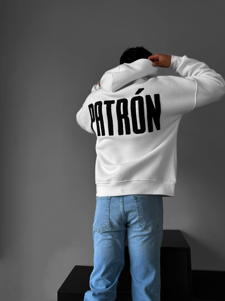 Oversize Szczegółowy Hoodie Patron - Ecru