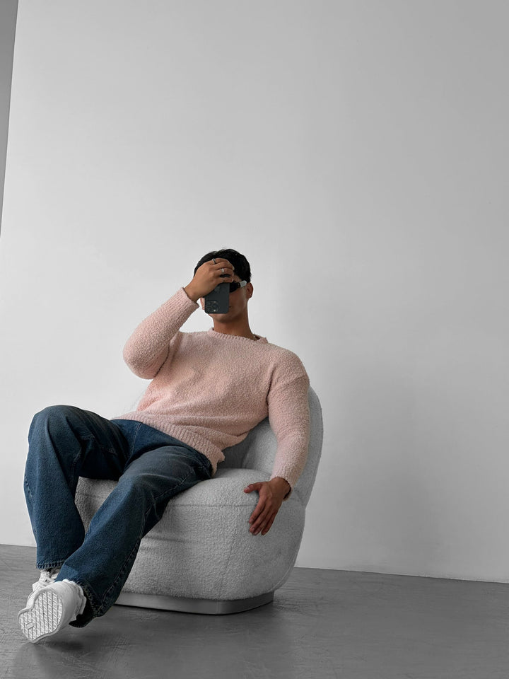 Oversize Plush Pullover - Różowy Dym