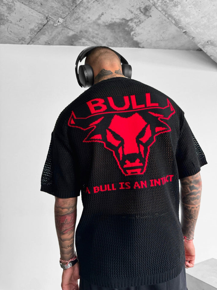 T-shirt Oversize Bull - Czarny i Czerwony