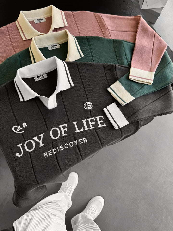 Luźny Sweter Polo JLR - Antracyt