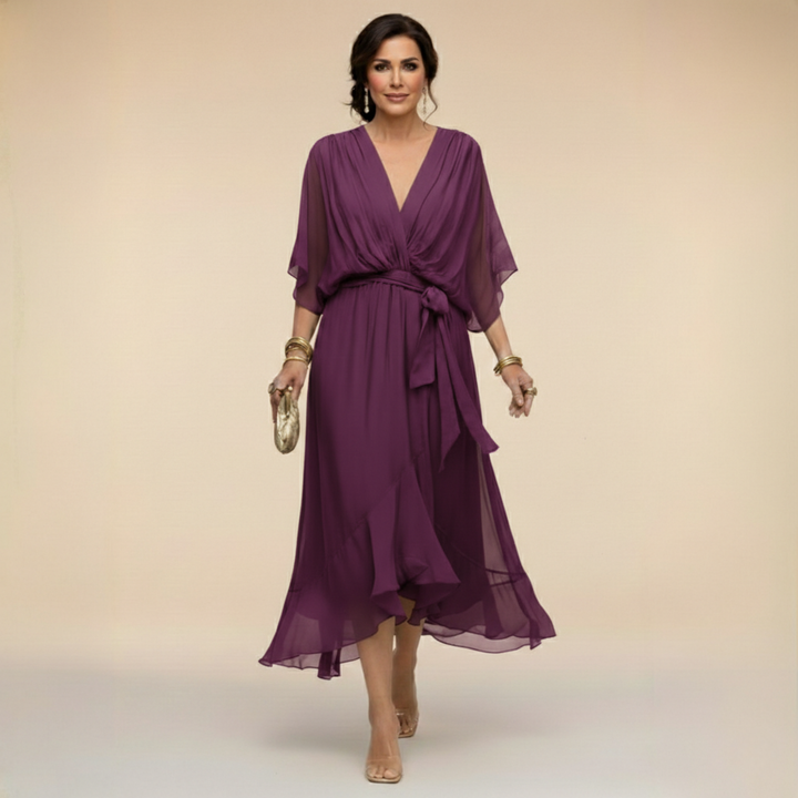 Stylowy Chiffon dekolt V sukienka