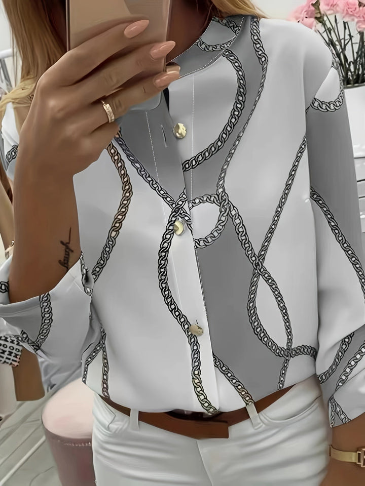Chain-Print z kołnierzem koszula