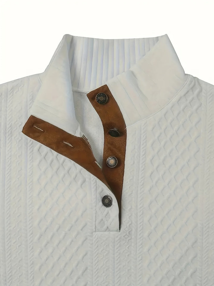 Wyróżniać się kołnierz guzik Henley sweter