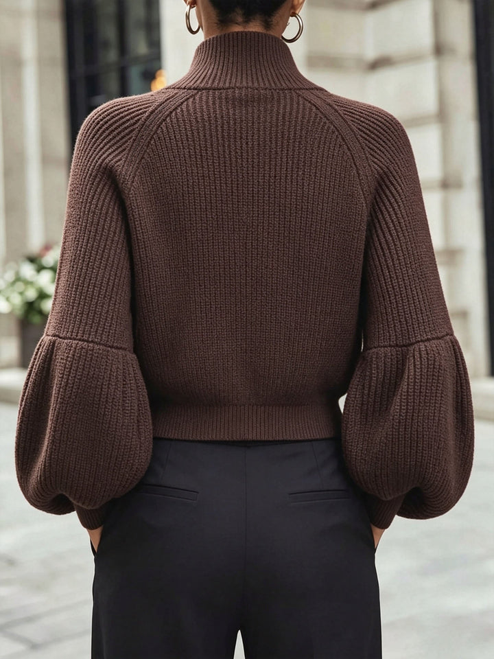 Zip-Up Puff-Sleeve kardigan