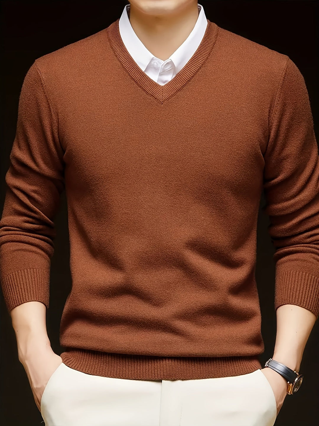 Elegancki sweter z dekoltem V