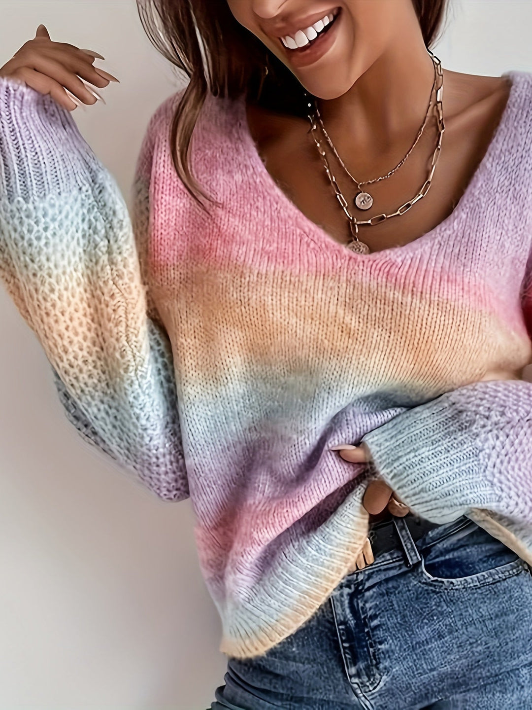 Swobodny Off-Shoulder dzianina sweter