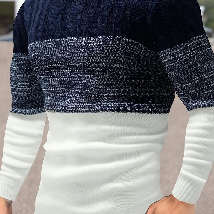 Blok kolorów sweter z okrągłym dekoltem