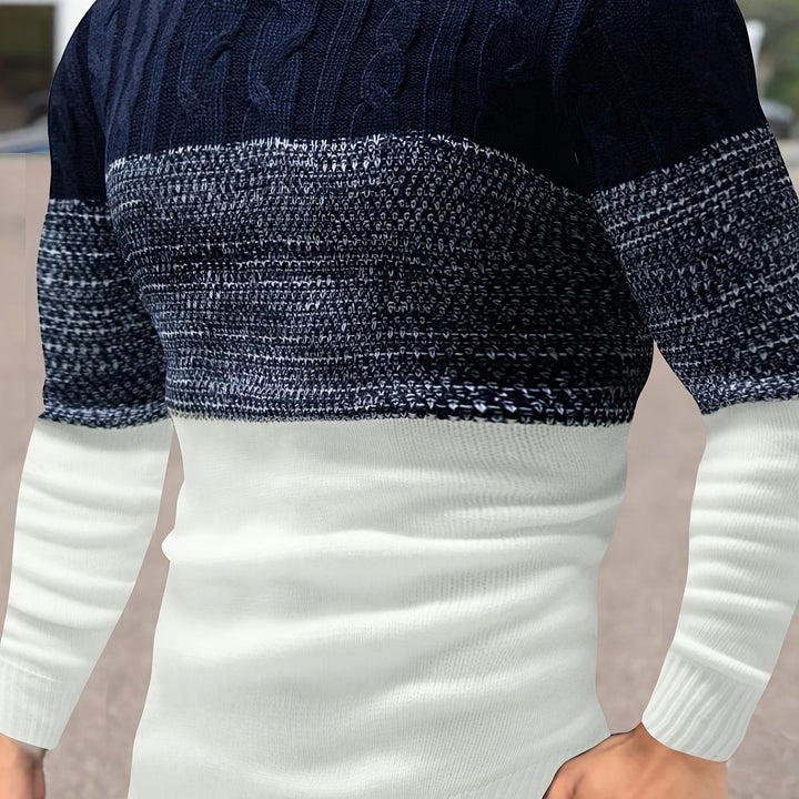 Blok kolorów sweter z okrągłym dekoltem