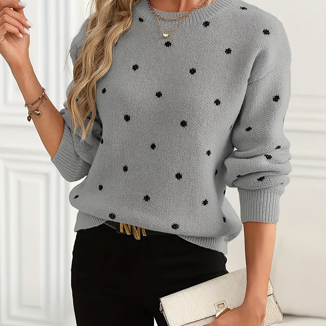 Polka Dot sweter z okrągłym dekoltem