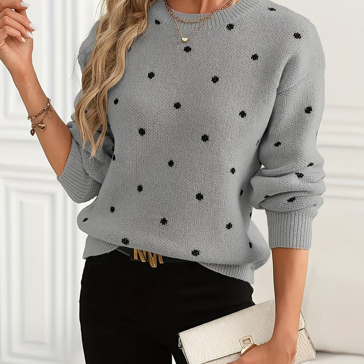 Polka Dot sweter z okrągłym dekoltem