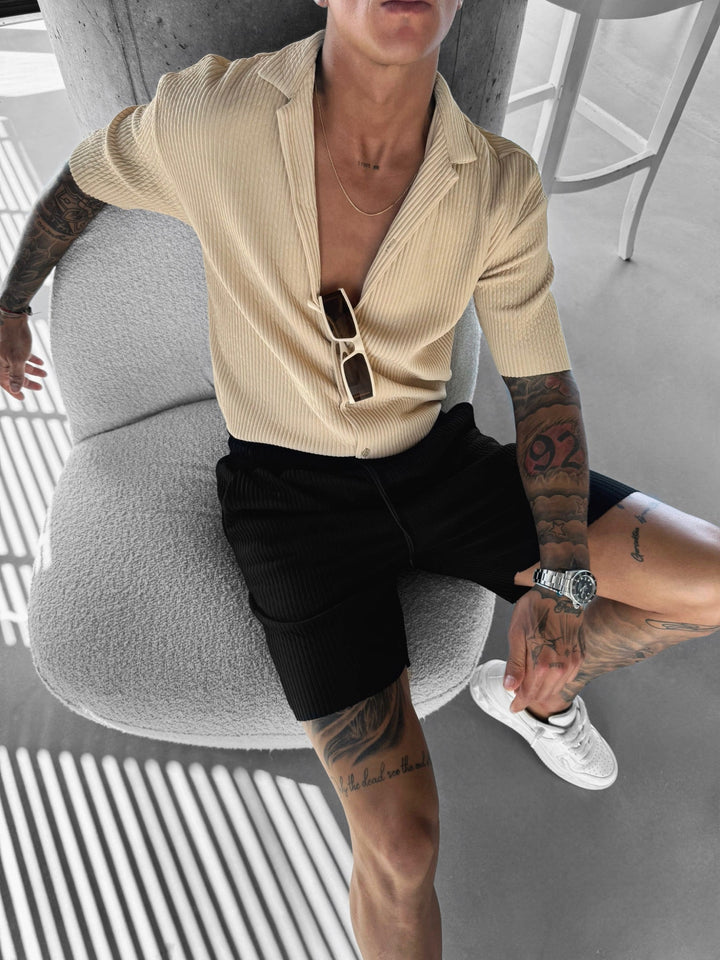 Oversize Ribbed Shirt - Almond Buff