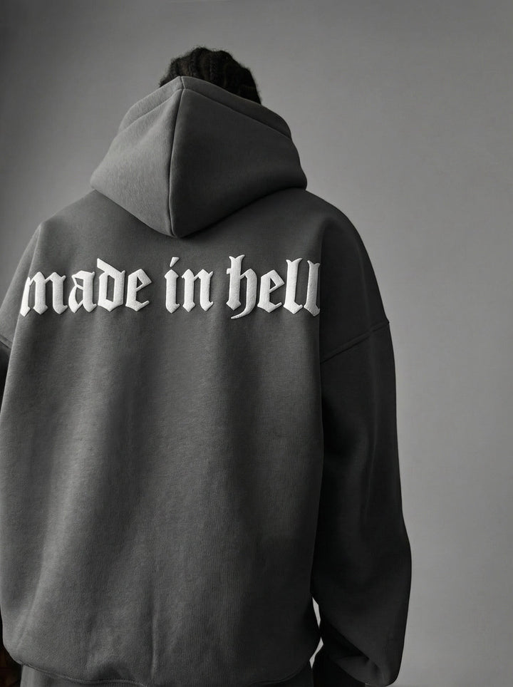 Oversize Made in Hell Hoodie - Antracyt