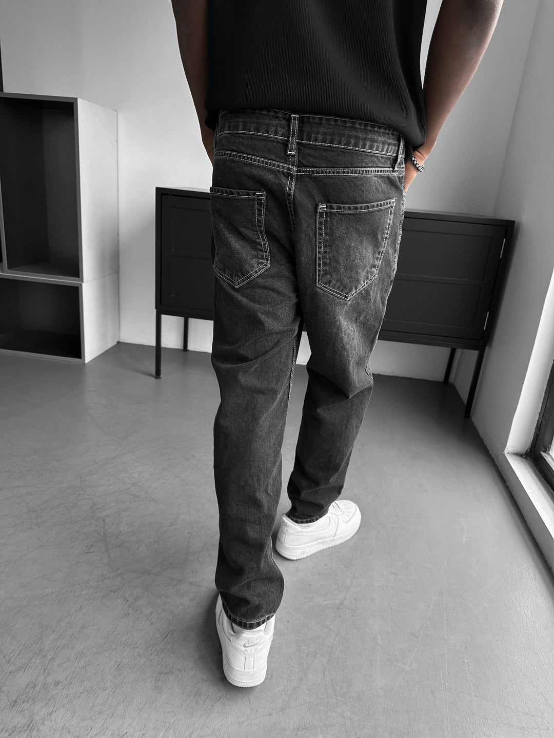 Dżinsy Boyfriend Fit - Czarny