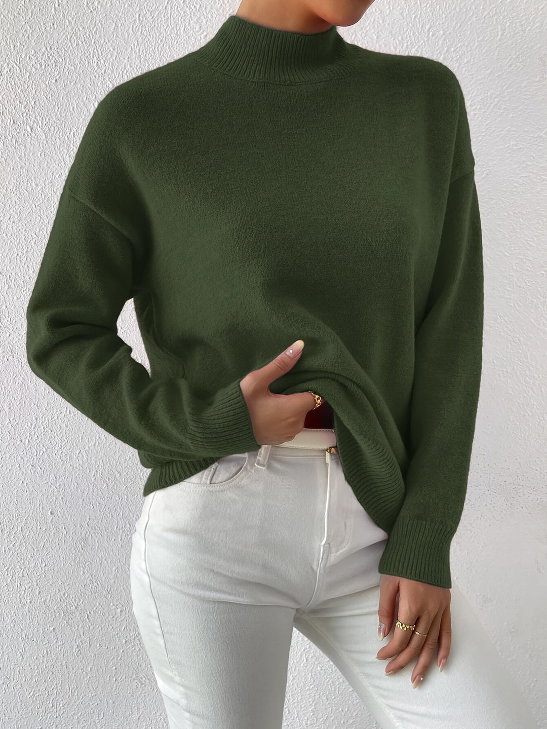 Elegancki imitacja szyja sweter
