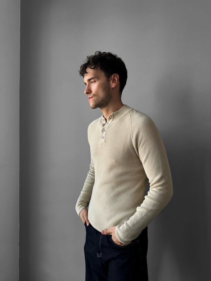 Sweter Slim Fit - Beżowy