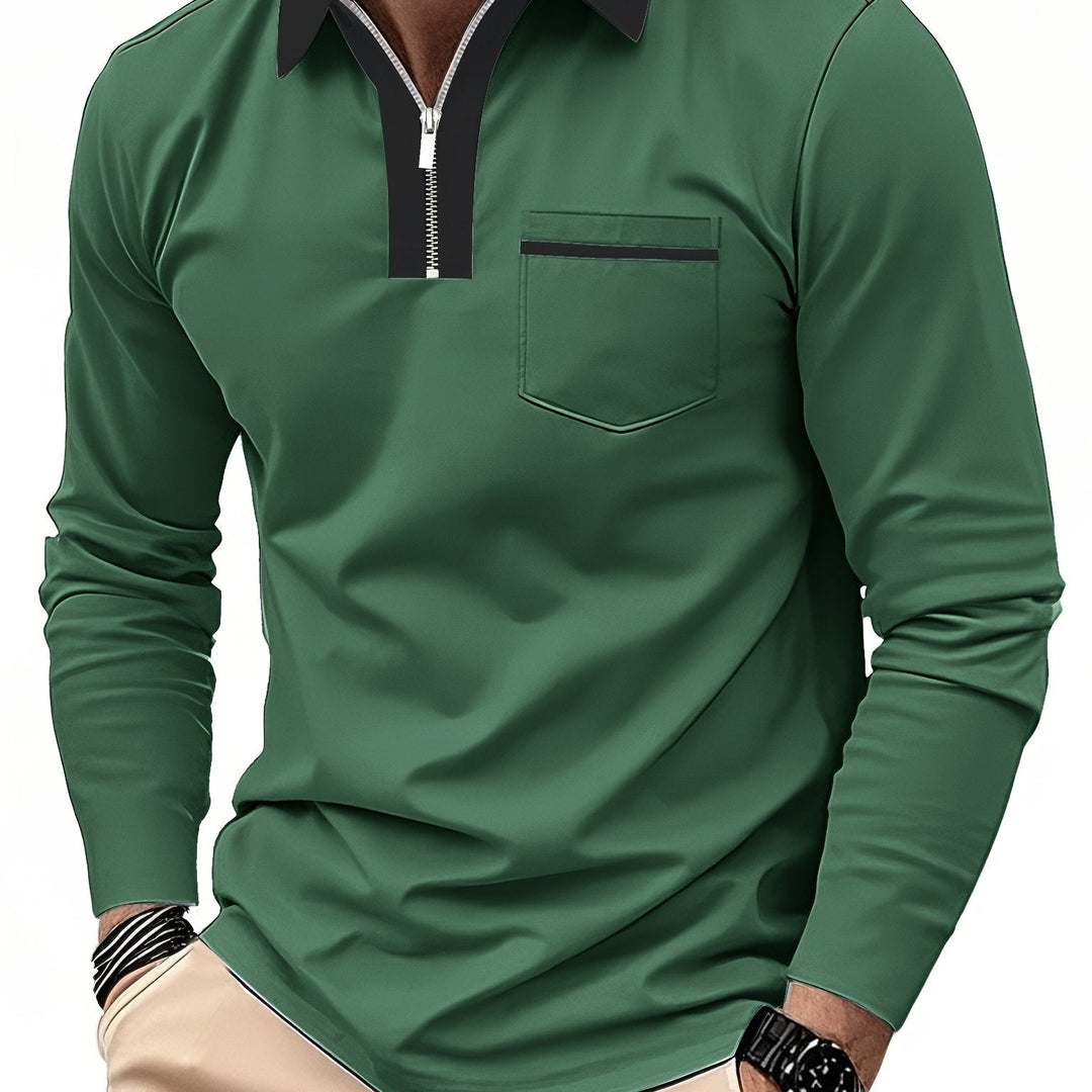 Elegancki zamek-kołnierz koszulka polo