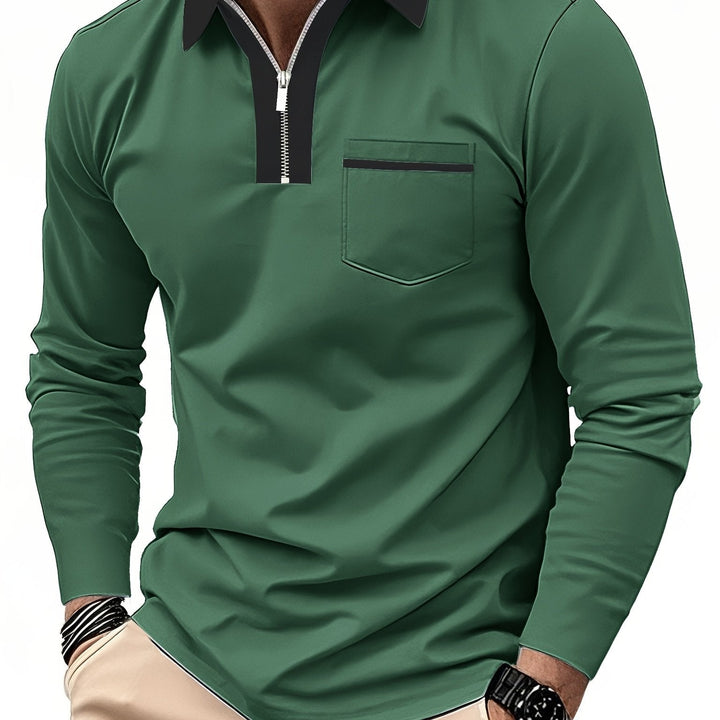 Elegancki zamek-kołnierz koszulka polo