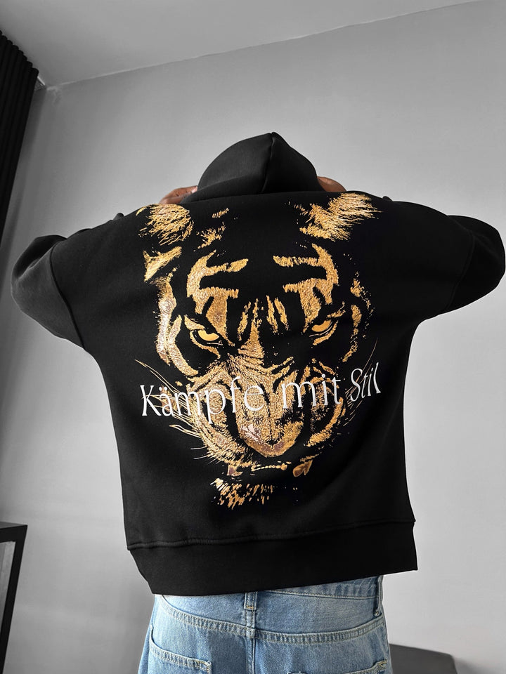 Oversize "Kämpfe mit Stil" Hoodie - Czarny