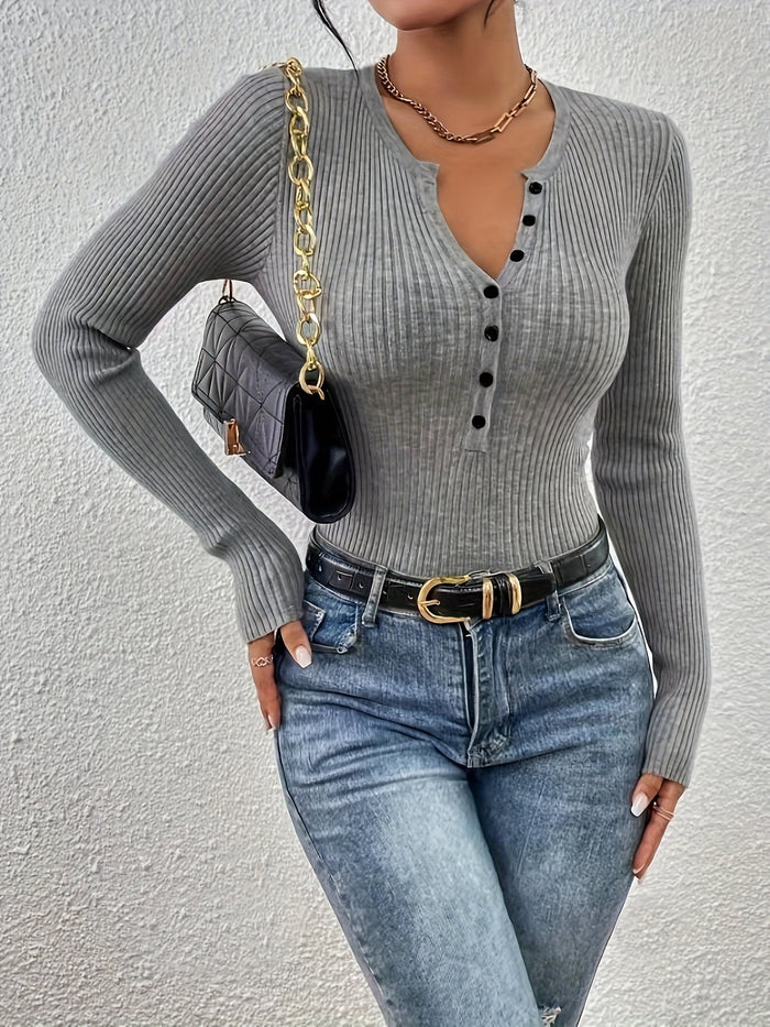 Prążkowany Half-Button top