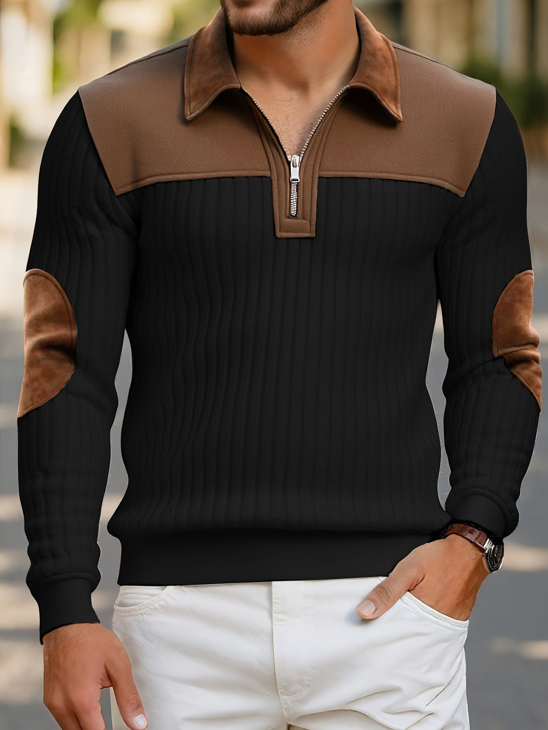 Two-Tone zamek 1/4 sweter